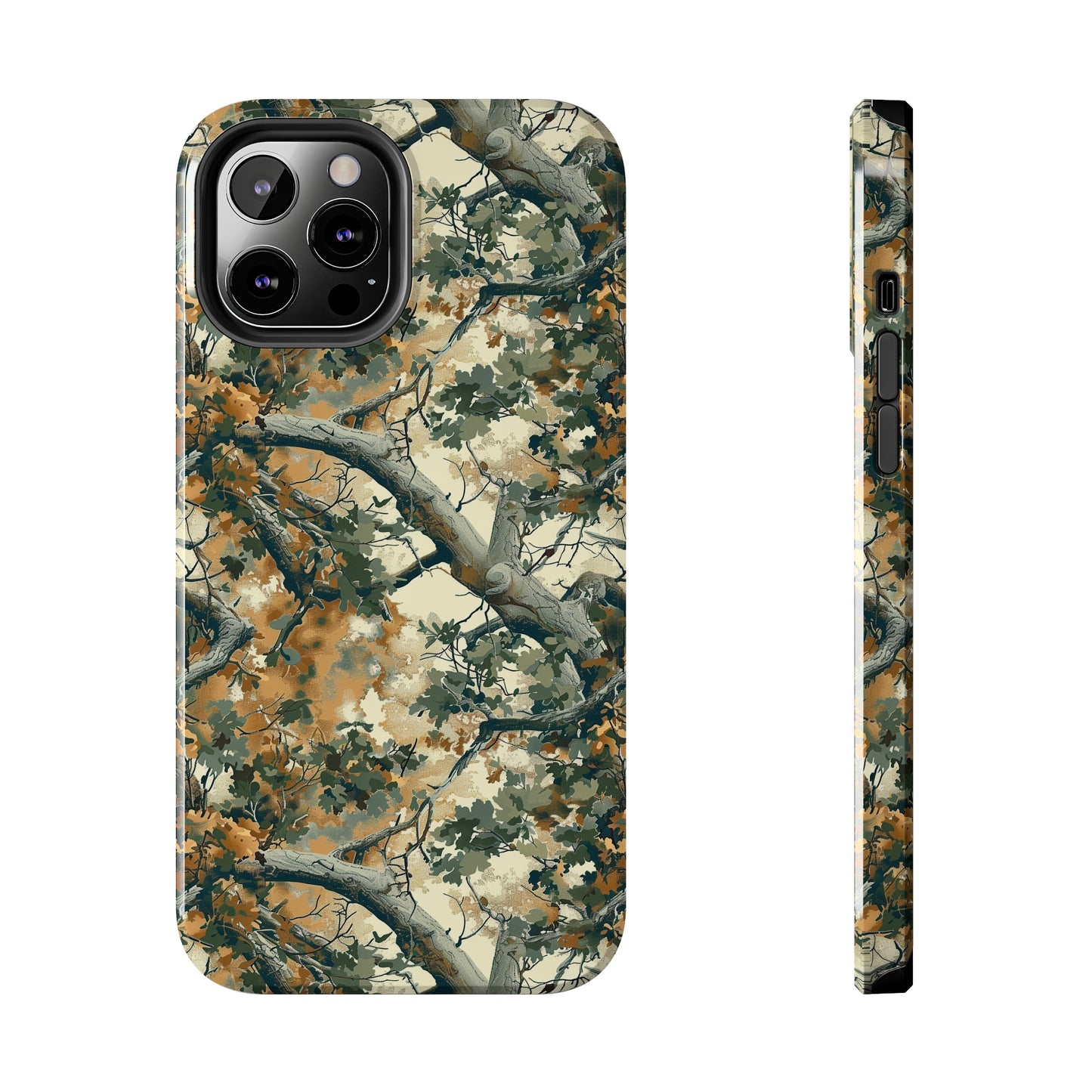 Brown Tree Camo Phone Case for iPhone - Lightweight, Impact Resistant, Wireless Charging Compatible