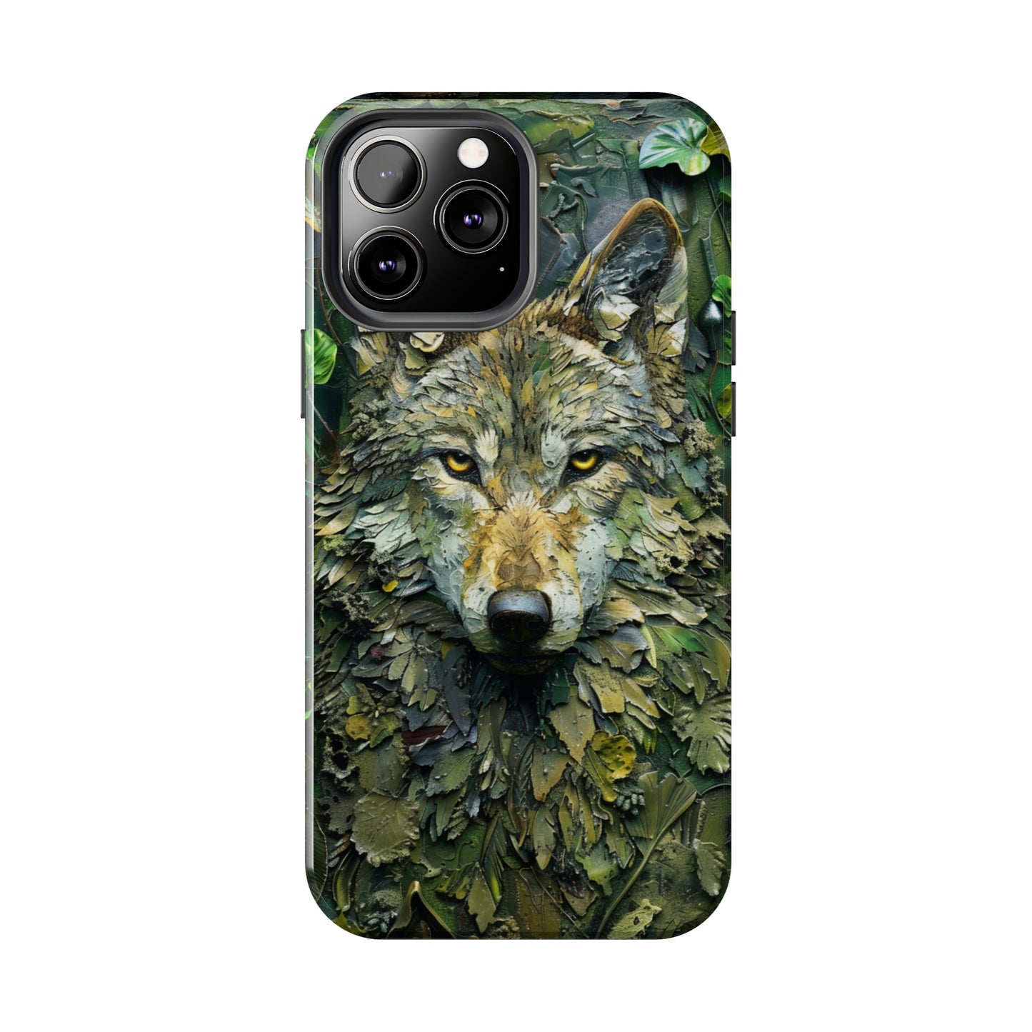 The Arte Povera Style Wolf Head Phone Case for iPhone - Lightweight, Impact Resistant, Wireless Charging Compatible