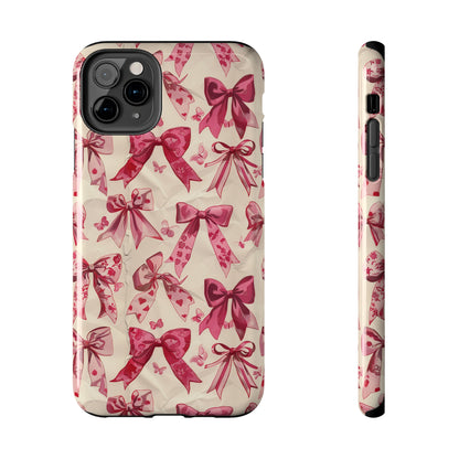 Pink Bows 3 Phone Case for iPhone - Lightweight, Impact Resistant, Wireless Charging Compatible