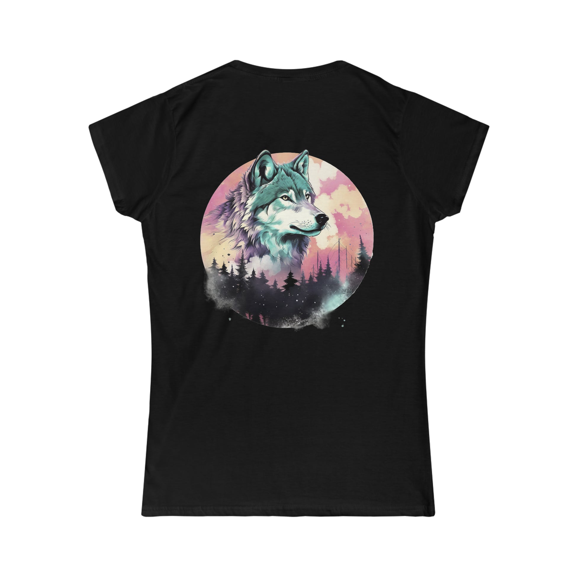 Women's Softstyle Watercolor Majestic Wolf Tee, Mythical Creatures, Gift for Women, Woman's T-shirt