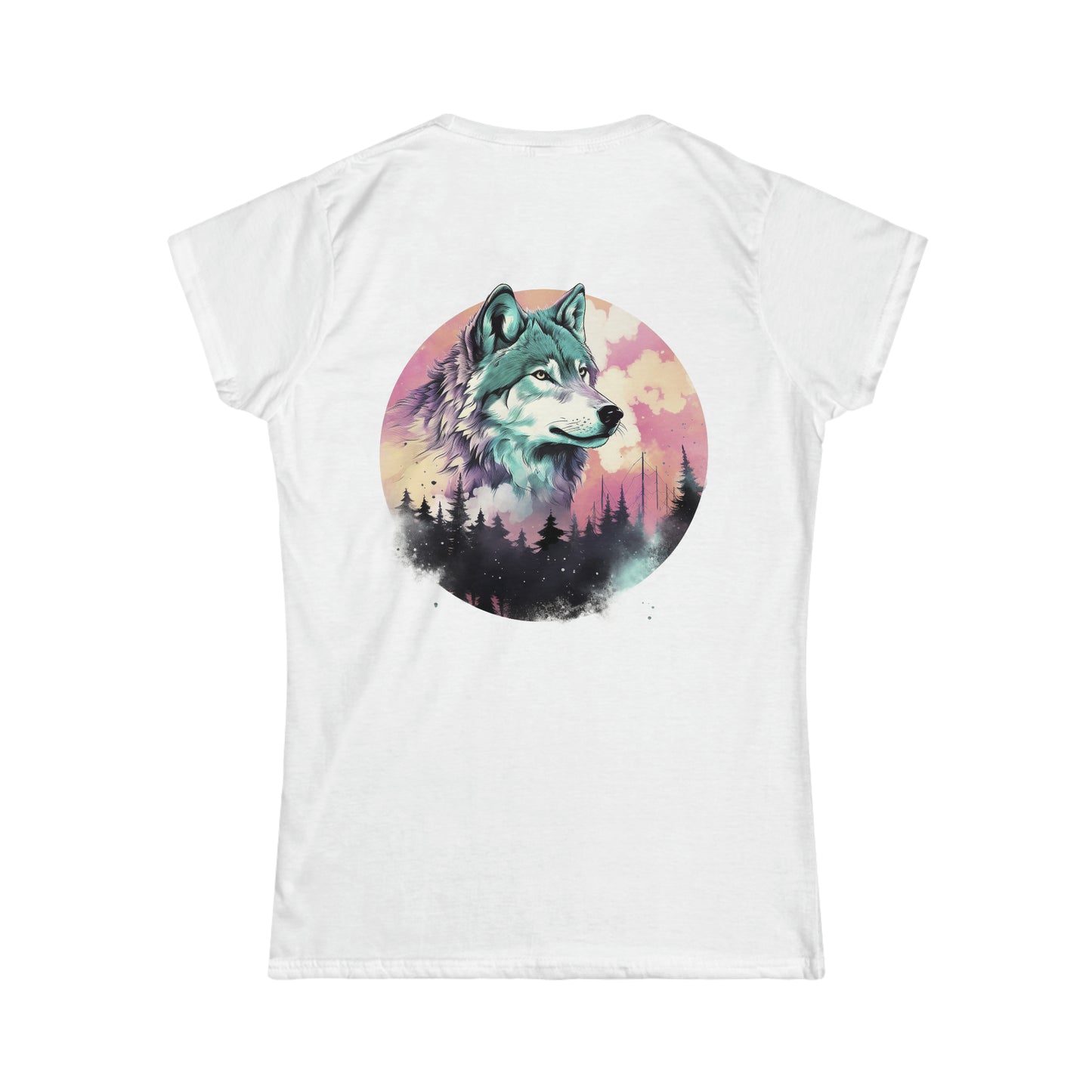 Women's Softstyle Watercolor Majestic Wolf Tee, Mythical Creatures, Gift for Women, Woman's T-shirt