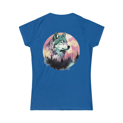 Women's Softstyle Watercolor Majestic Wolf Tee, Mythical Creatures, Gift for Women, Woman's T-shirt