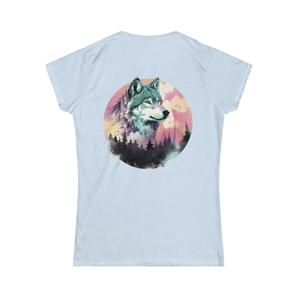 Women's Softstyle Watercolor Majestic Wolf Tee, Mythical Creatures, Gift for Women, Woman's T-shirt