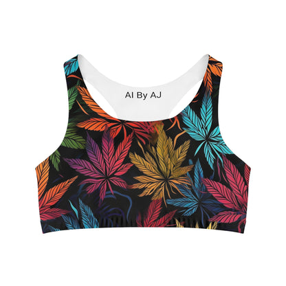 Wacky Weed Leaf Seamless Sports Bra