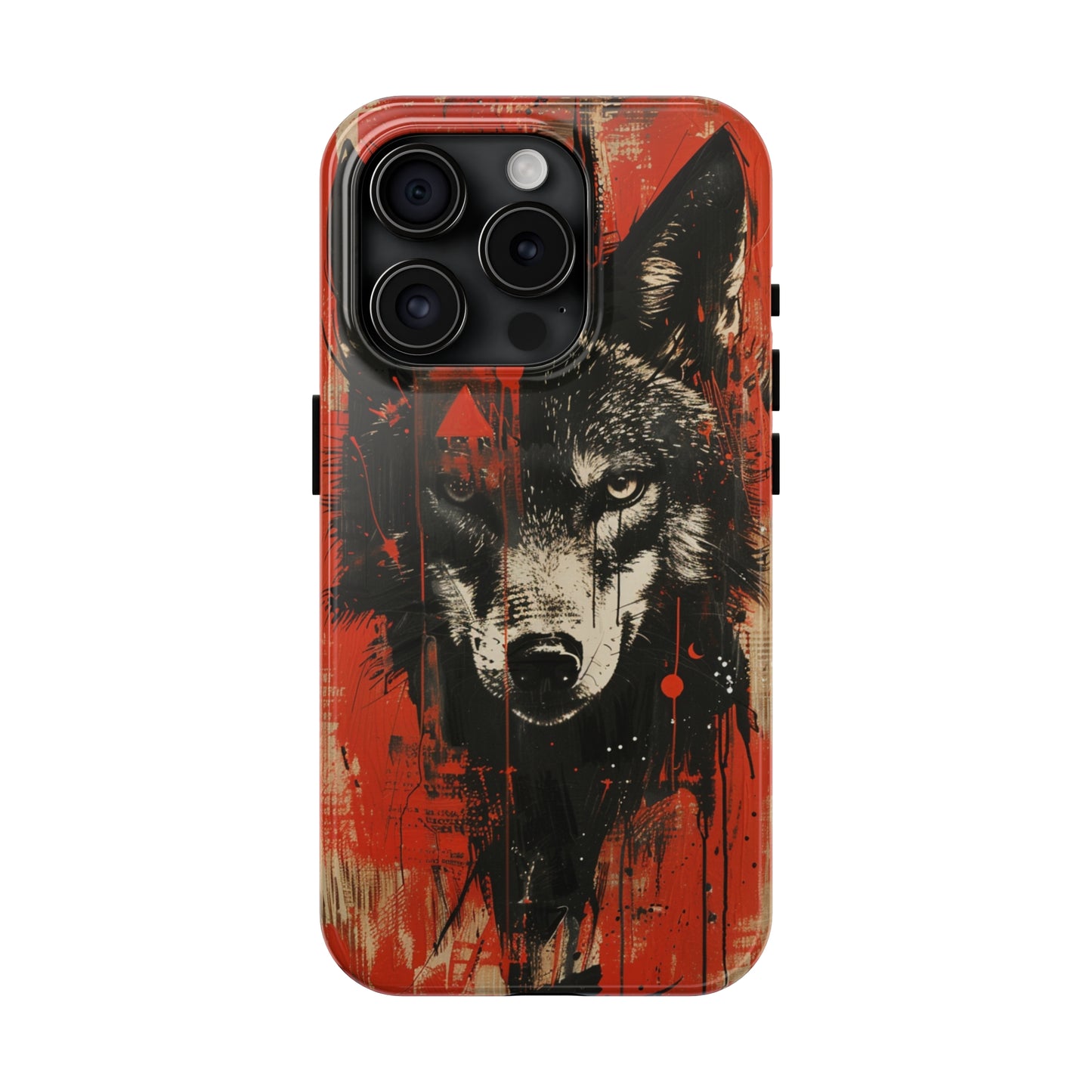 Asemic Writing Style Wolf Phone Case 3 for iPhone - Lightweight, Impact Resistant, Wireless Charging Compatible