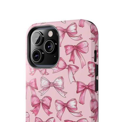 Pink Bows Phone Case for iPhone - Lightweight, Impact Resistant, Wireless Charging Compatible