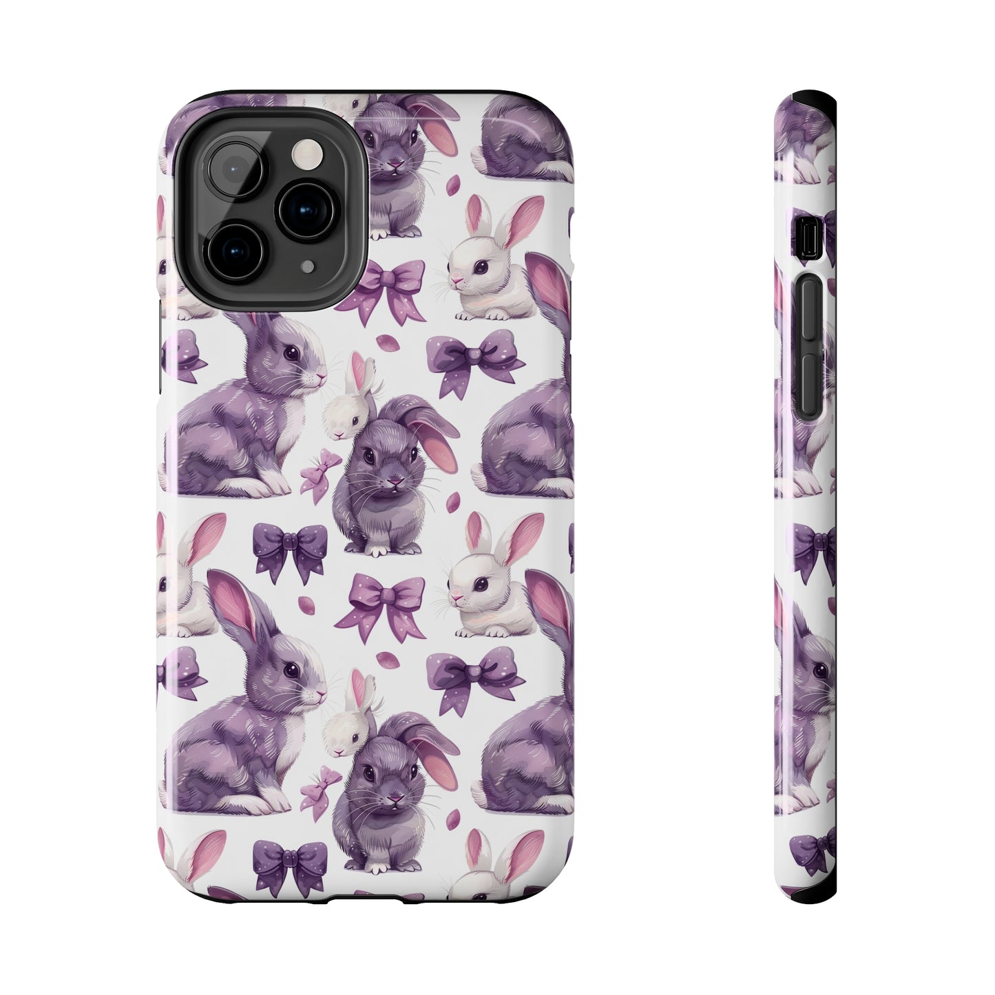 Bunnies and Bows Phone Case for iPhone - Lightweight, Impact Resistant, Wireless Charging Compatible