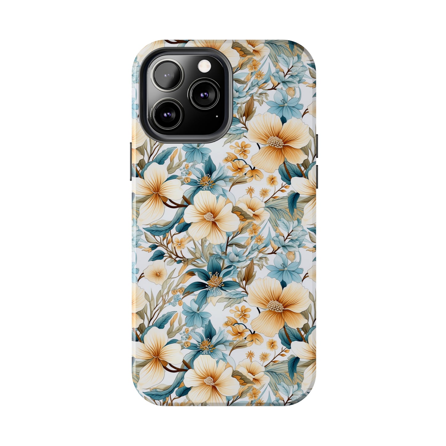 AI Magnolias Floral Pattern Phone Case for iPhone - Lightweight, Impact Resistant, Wireless Charging Compatible