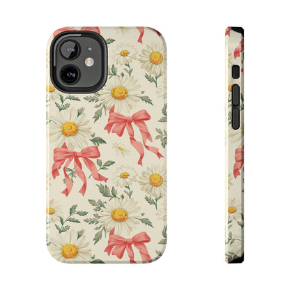 Daisies and Bows Phone Case for iPhone - Lightweight, Impact Resistant, Wireless Charging Compatible