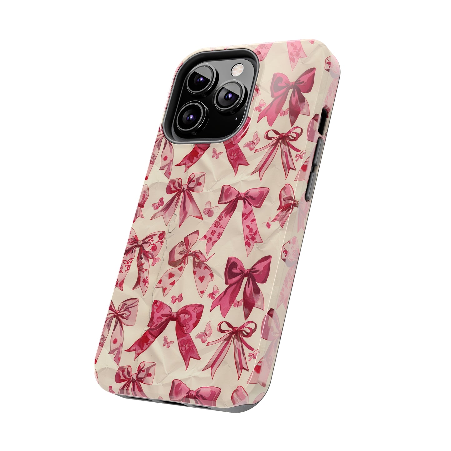 Pink Bows 3 Phone Case for iPhone - Lightweight, Impact Resistant, Wireless Charging Compatible