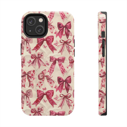 Pink Bows 3 Phone Case for iPhone - Lightweight, Impact Resistant, Wireless Charging Compatible