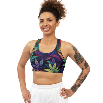 Weed Leaf Seamless Sports Bra