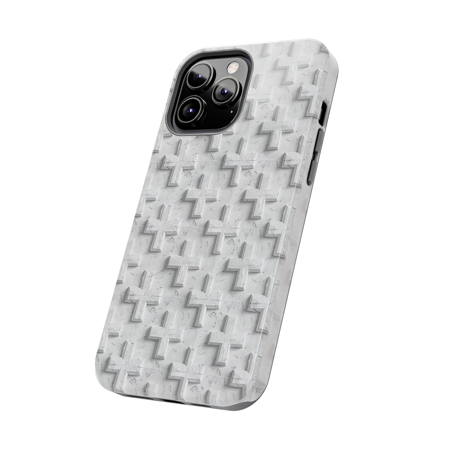 White Cross Phone Case for iPhone - Lightweight, Impact Resistant, Wireless Charging Compatible