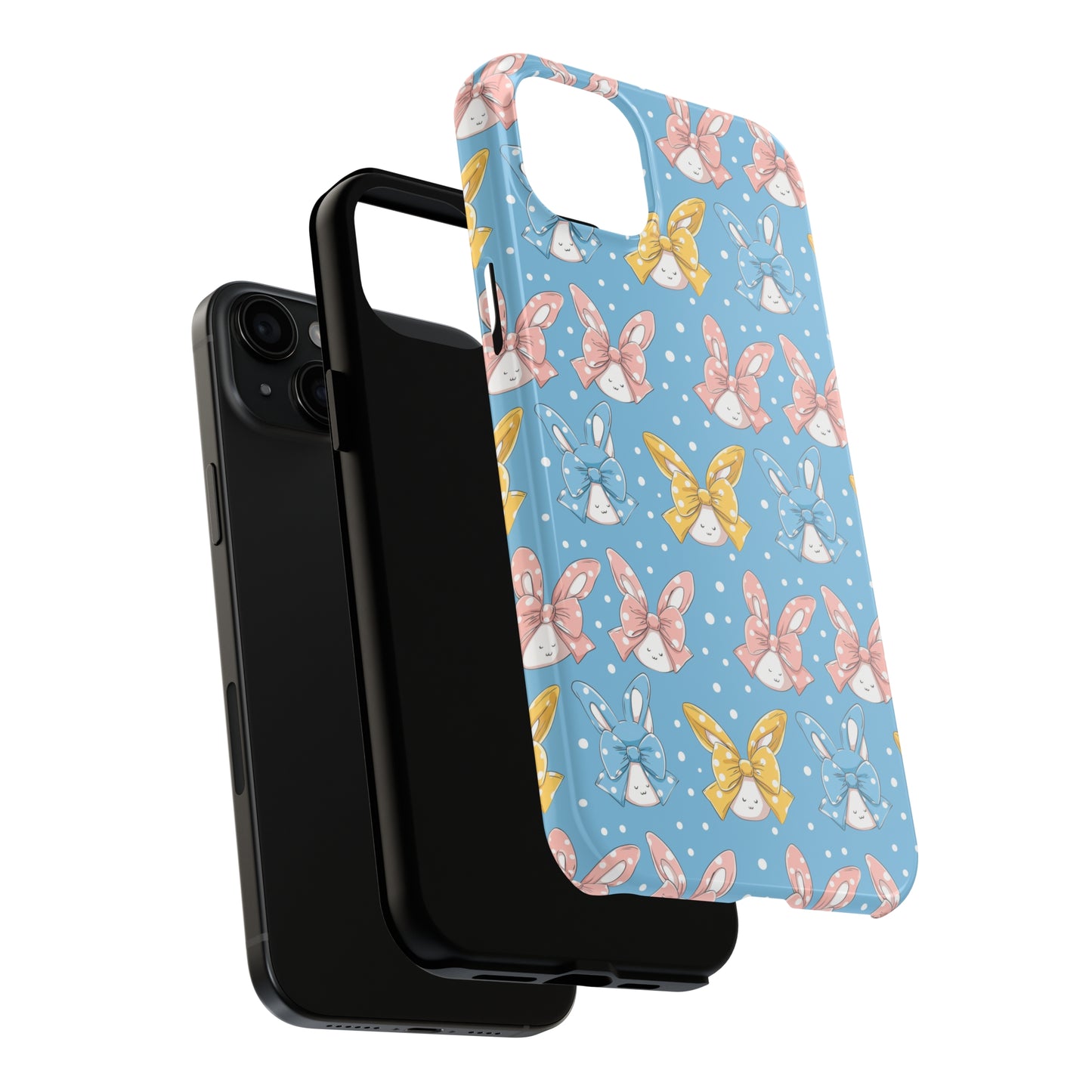 Bunnies and Bows Phone Case for iPhone - Lightweight, Impact Resistant, Wireless Charging Compatible