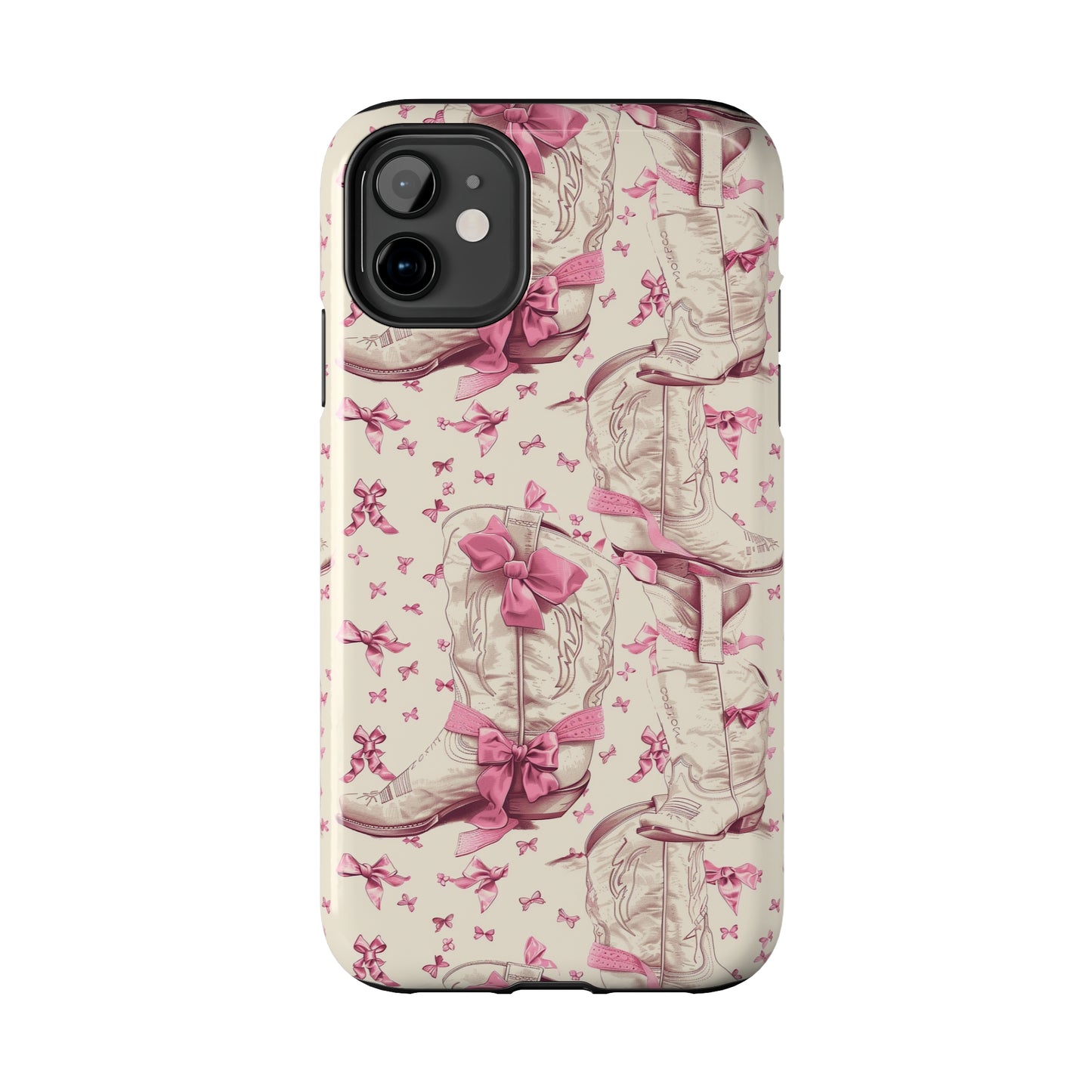 Bows and Boots Phone Case for iPhone - Lightweight, Impact Resistant, Wireless Charging Compatible