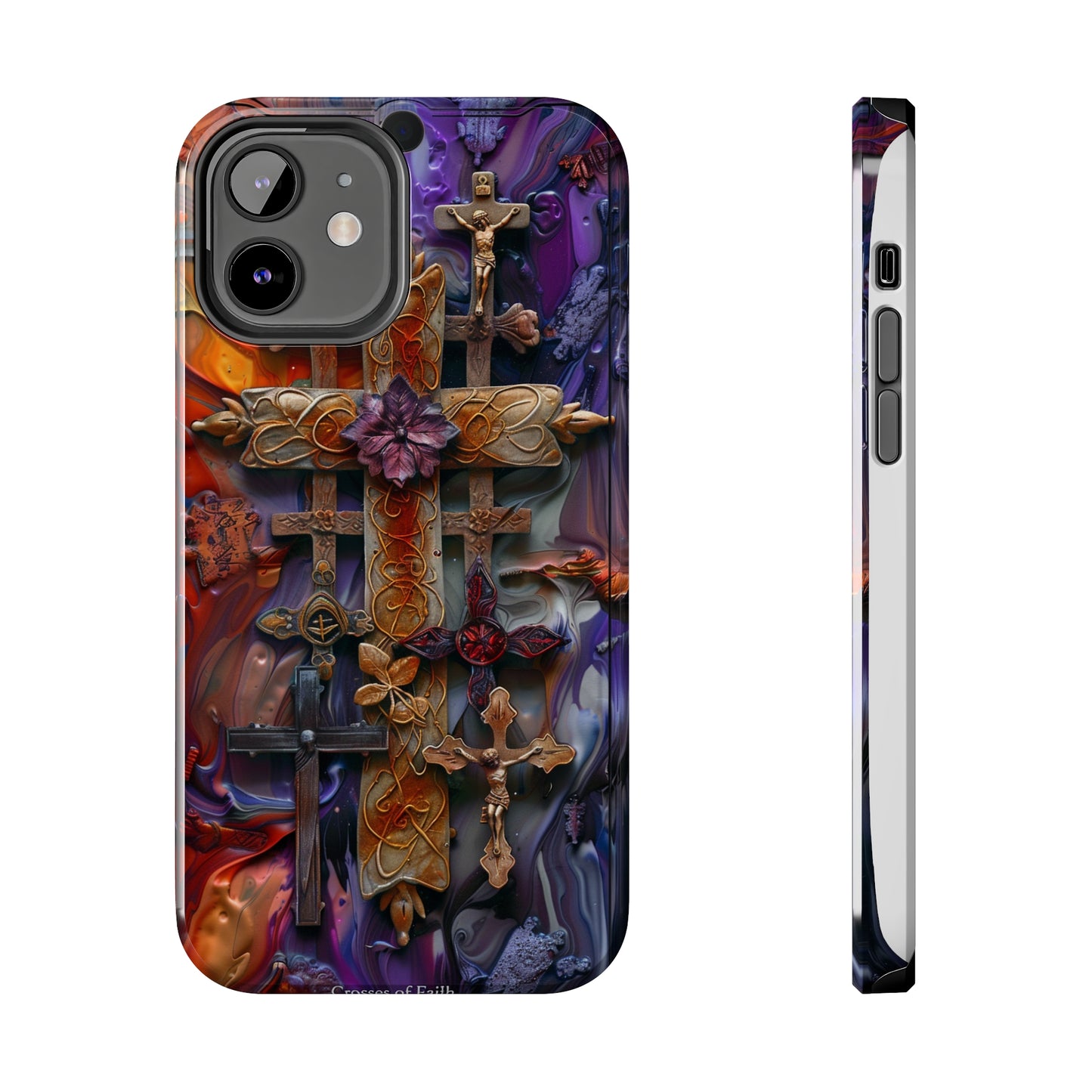 Colorful Crosses Phone Case for iPhone - Lightweight, Impact Resistant, Wireless Charging Compatible