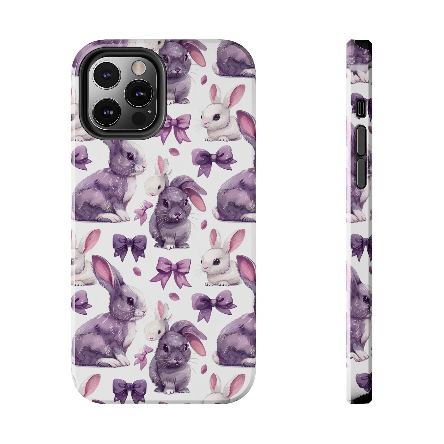 Bunnies and Bows Phone Case for iPhone - Lightweight, Impact Resistant, Wireless Charging Compatible