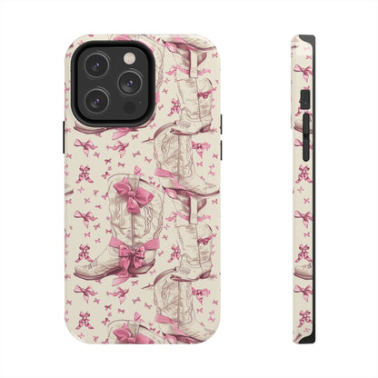 Bows and Boots Phone Case for iPhone - Lightweight, Impact Resistant, Wireless Charging Compatible