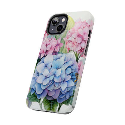 AI Hydrangeas Floral Pattern Phone Case for iPhone - Lightweight, Impact Resistant, Wireless Charging Compatible