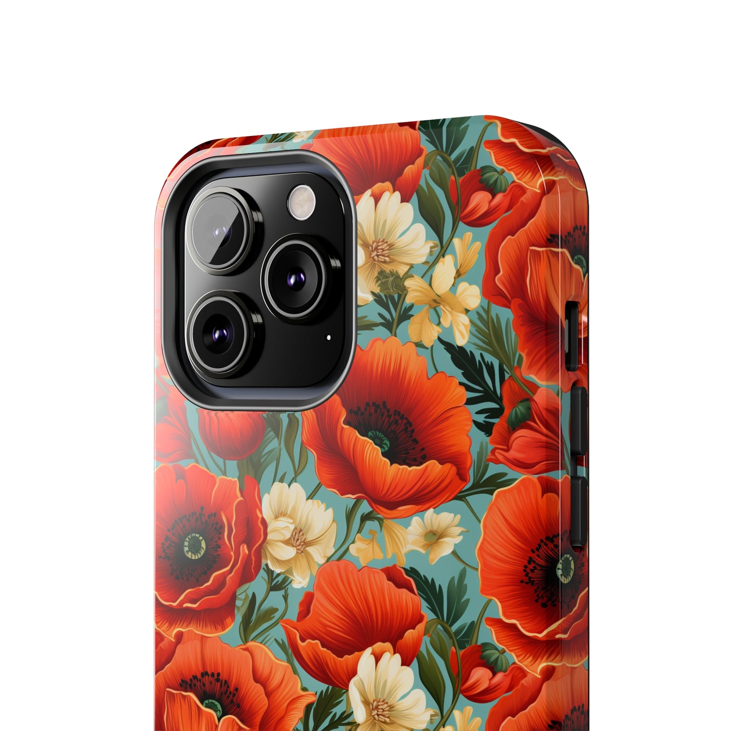 AI Poppies Floral Pattern Phone Case for iPhone - Lightweight, Impact Resistant, Wireless Charging Compatible