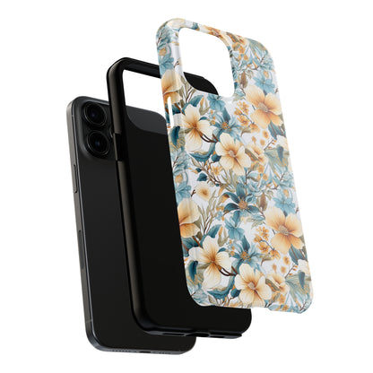 AI Magnolias Floral Pattern Phone Case for iPhone - Lightweight, Impact Resistant, Wireless Charging Compatible