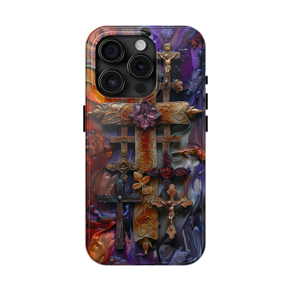 Colorful Crosses Phone Case for iPhone - Lightweight, Impact Resistant, Wireless Charging Compatible