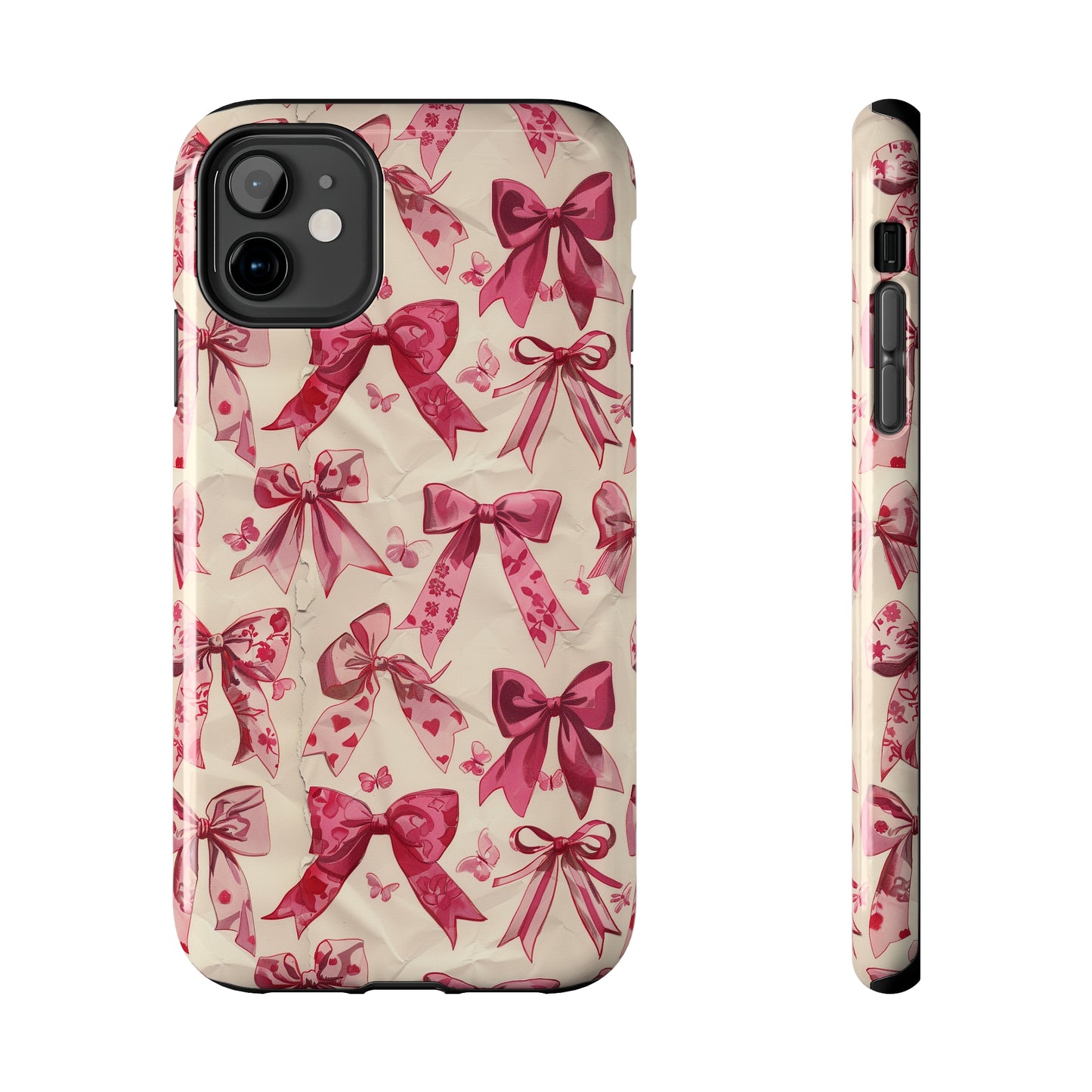 Pink Bows 3 Phone Case for iPhone - Lightweight, Impact Resistant, Wireless Charging Compatible