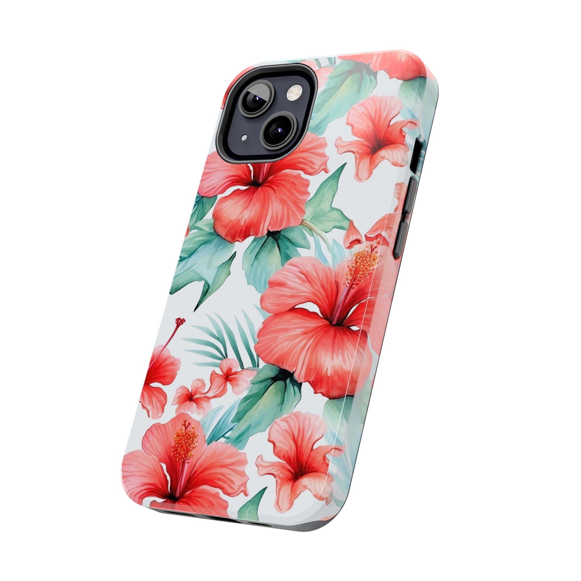 AI Hibiscus Pattern Phone Case for iPhone - Lightweight, Impact Resistant, Wireless Charging Compatible-AI phone case-AI By AJ