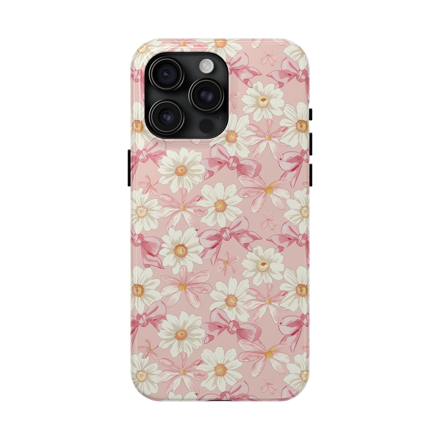 Daisies and Pink Bows Phone Case for iPhone - Lightweight, Impact Resistant, Wireless Charging Compatible