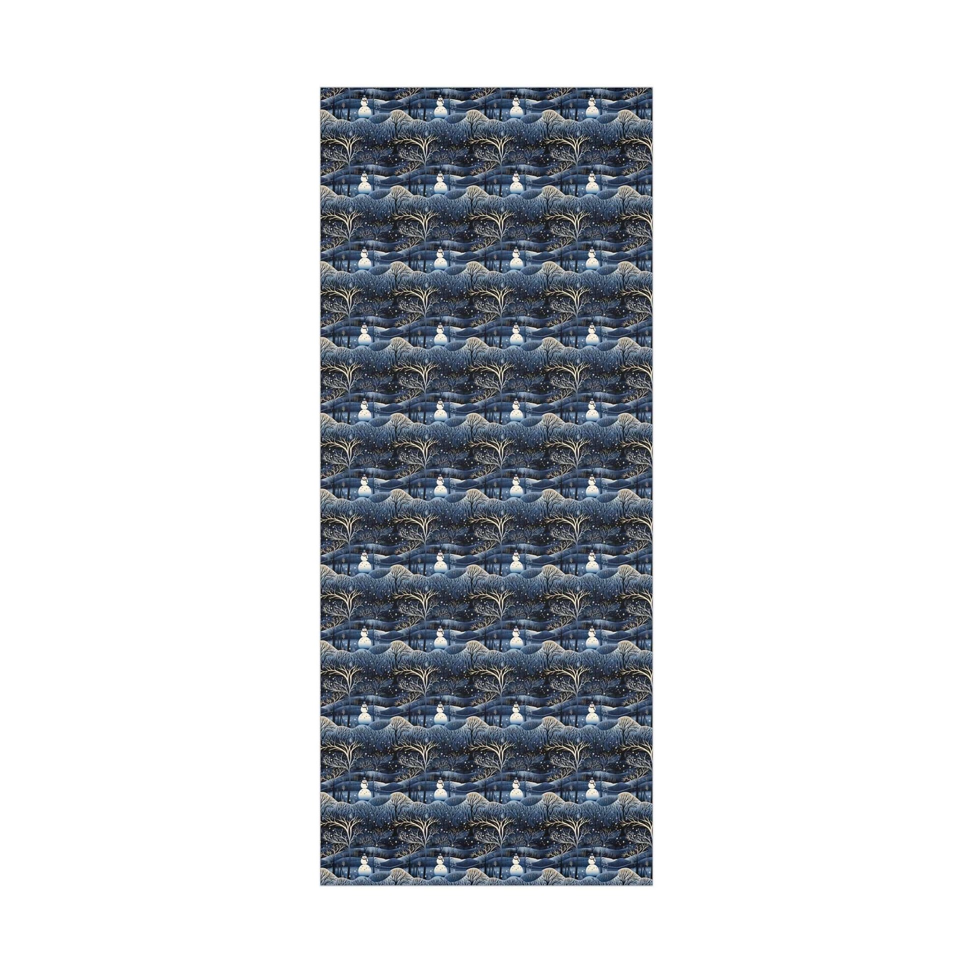 Satin Blue Snowman Wrapping Paper | Holiday wrapping paper | Snowman Gift Wrap