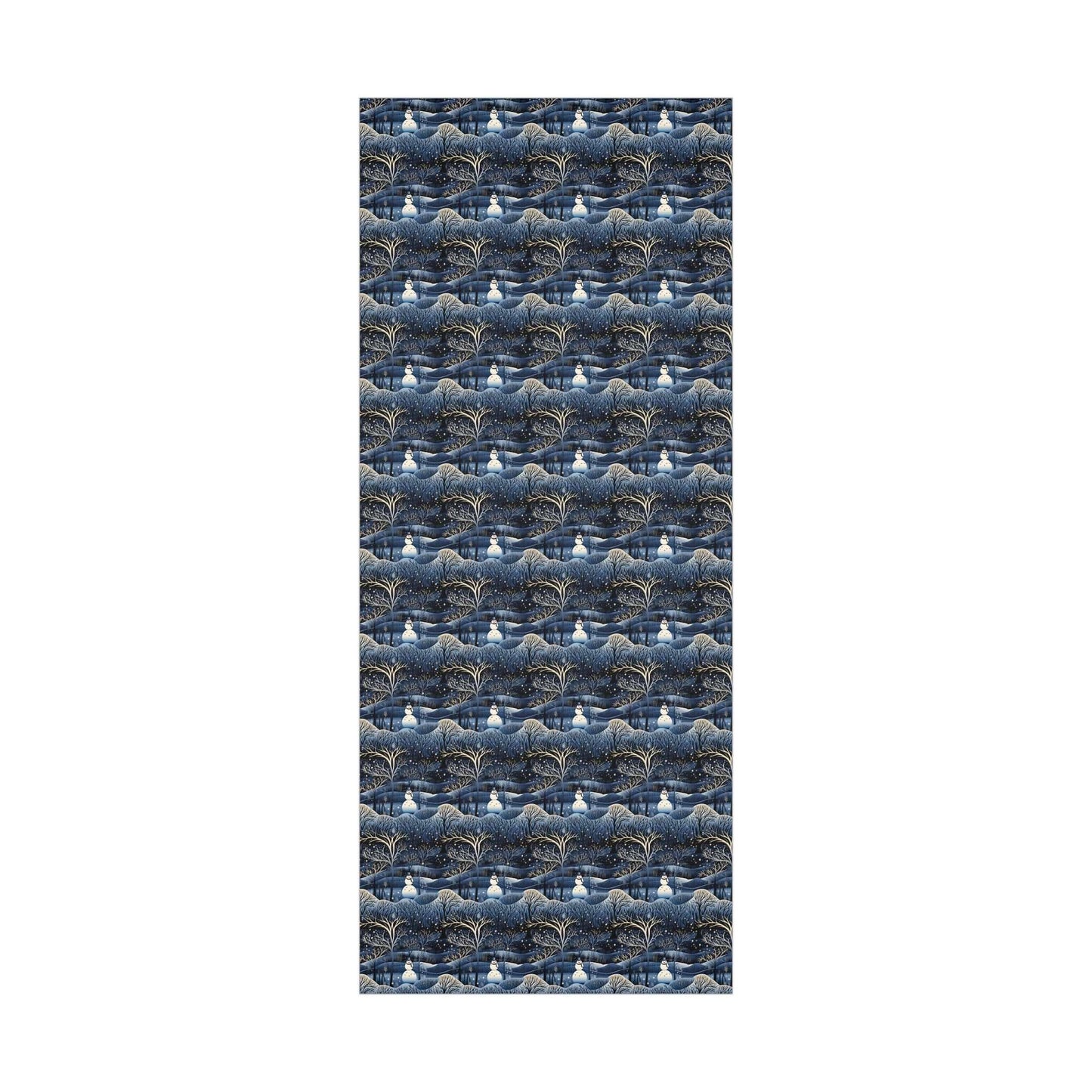 Satin Blue Snowman Wrapping Paper | Holiday wrapping paper | Snowman Gift Wrap