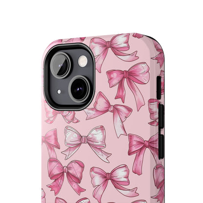 Pink Bows Phone Case for iPhone - Lightweight, Impact Resistant, Wireless Charging Compatible