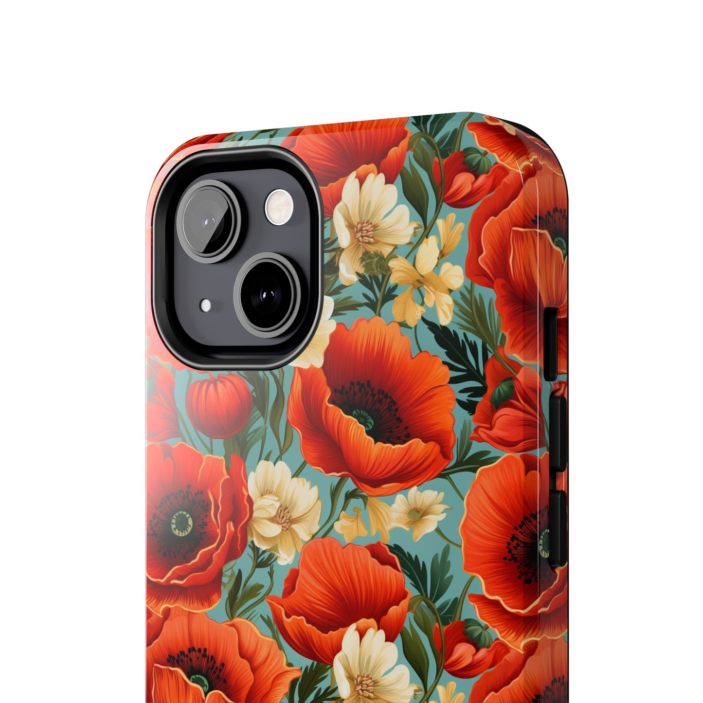 AI Poppies Floral Pattern Phone Case for iPhone - Lightweight, Impact Resistant, Wireless Charging Compatible