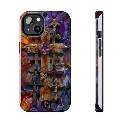 Colorful Crosses Phone Case for iPhone - Lightweight, Impact Resistant, Wireless Charging Compatible