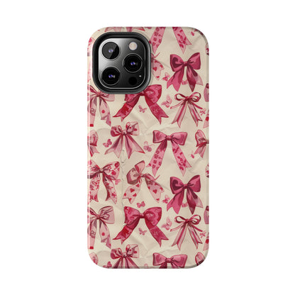 Pink Bows 3 Phone Case for iPhone - Lightweight, Impact Resistant, Wireless Charging Compatible