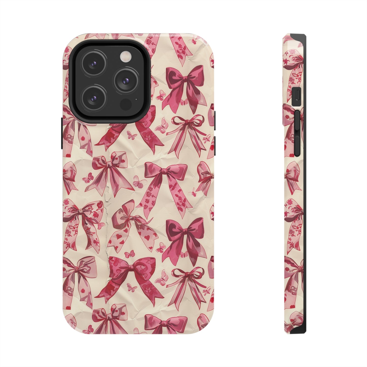 Pink Bows 3 Phone Case for iPhone - Lightweight, Impact Resistant, Wireless Charging Compatible