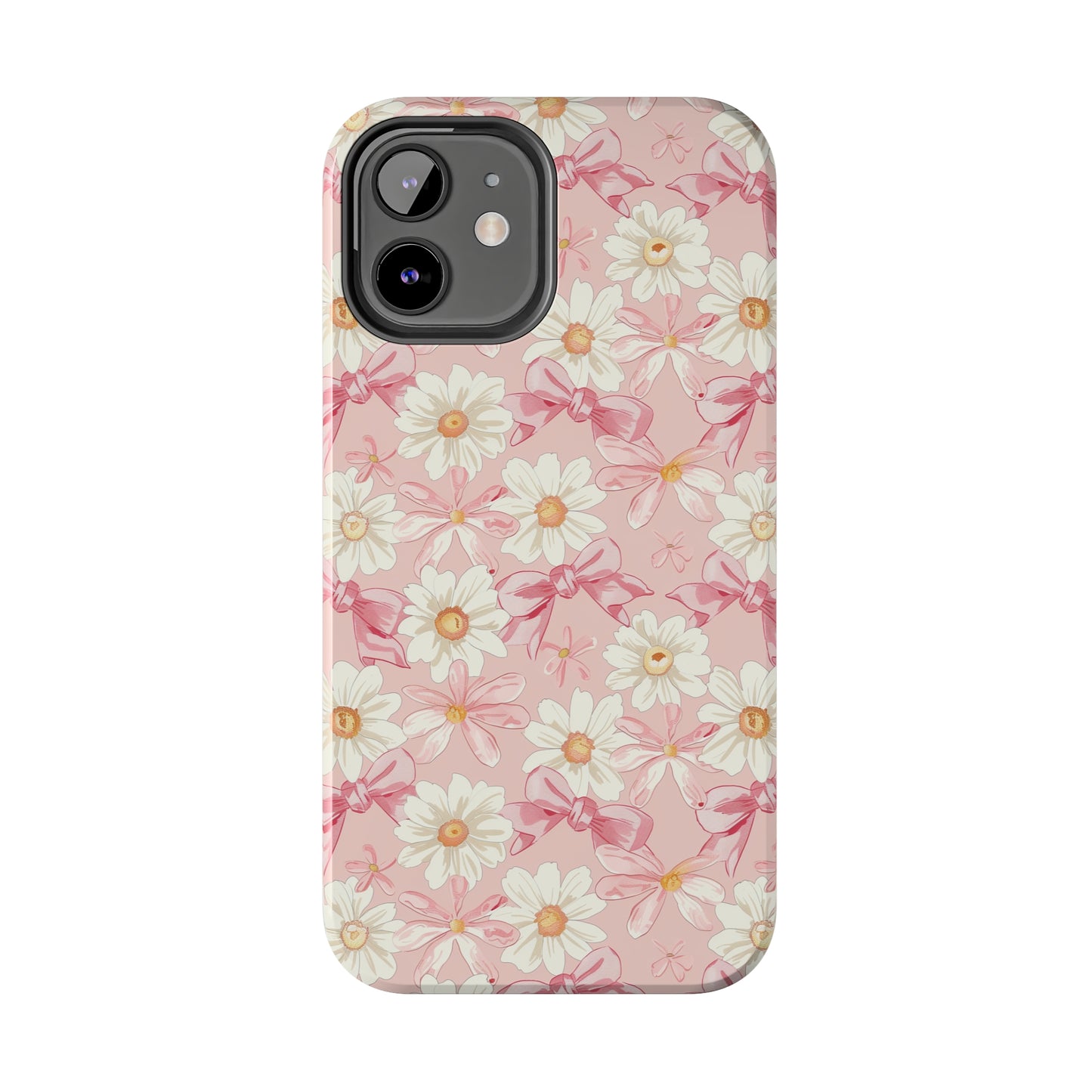 Daisies and Pink Bows Phone Case for iPhone - Lightweight, Impact Resistant, Wireless Charging Compatible