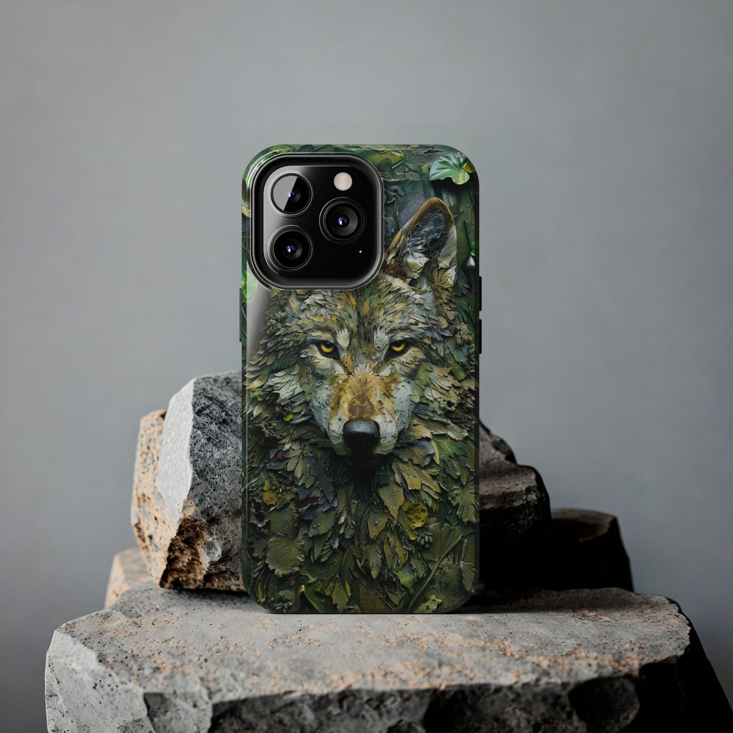 The Arte Povera Style Wolf Head Phone Case for iPhone - Lightweight, Impact Resistant, Wireless Charging Compatible