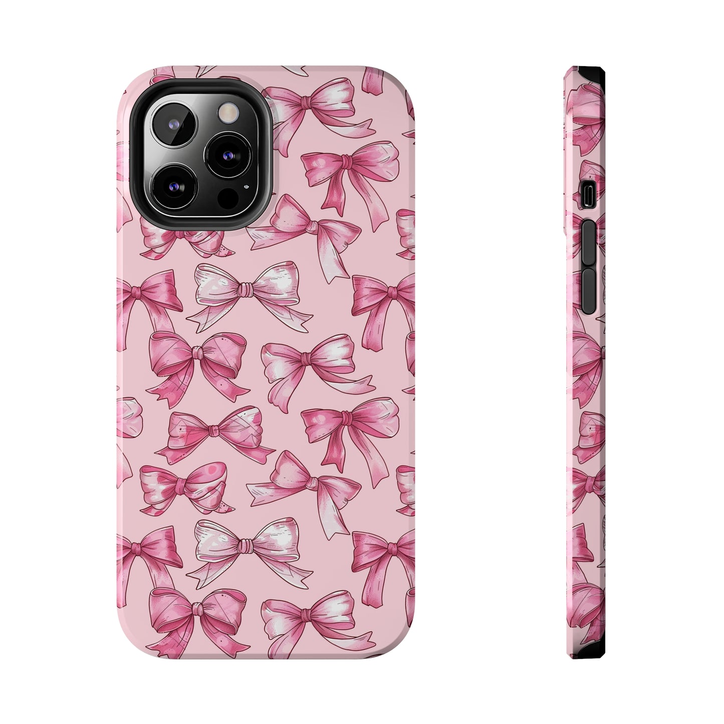 Pink Bows Phone Case for iPhone - Lightweight, Impact Resistant, Wireless Charging Compatible