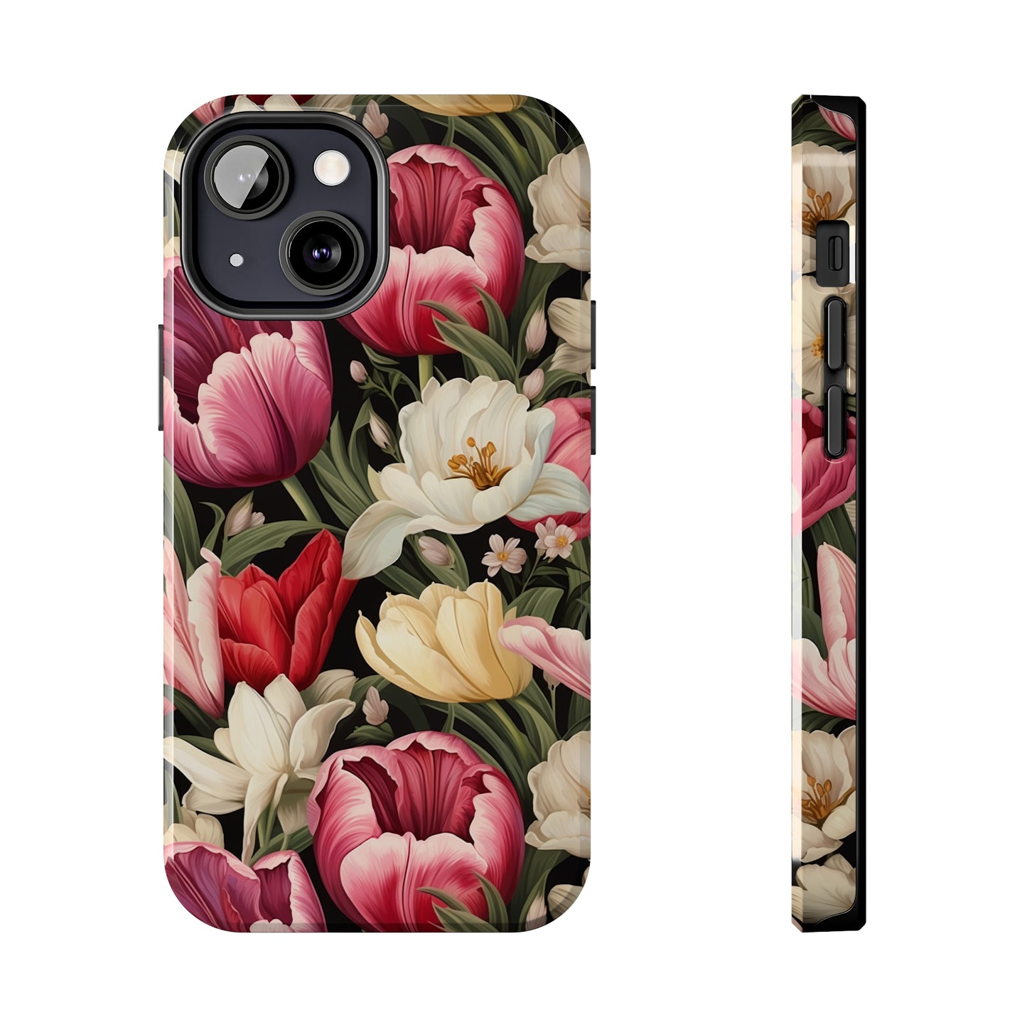 AI Tulip Pattern Phone Case for iPhone - Lightweight, Impact Resistant, Wireless Charging Compatible-AI phone case-AI By AJ