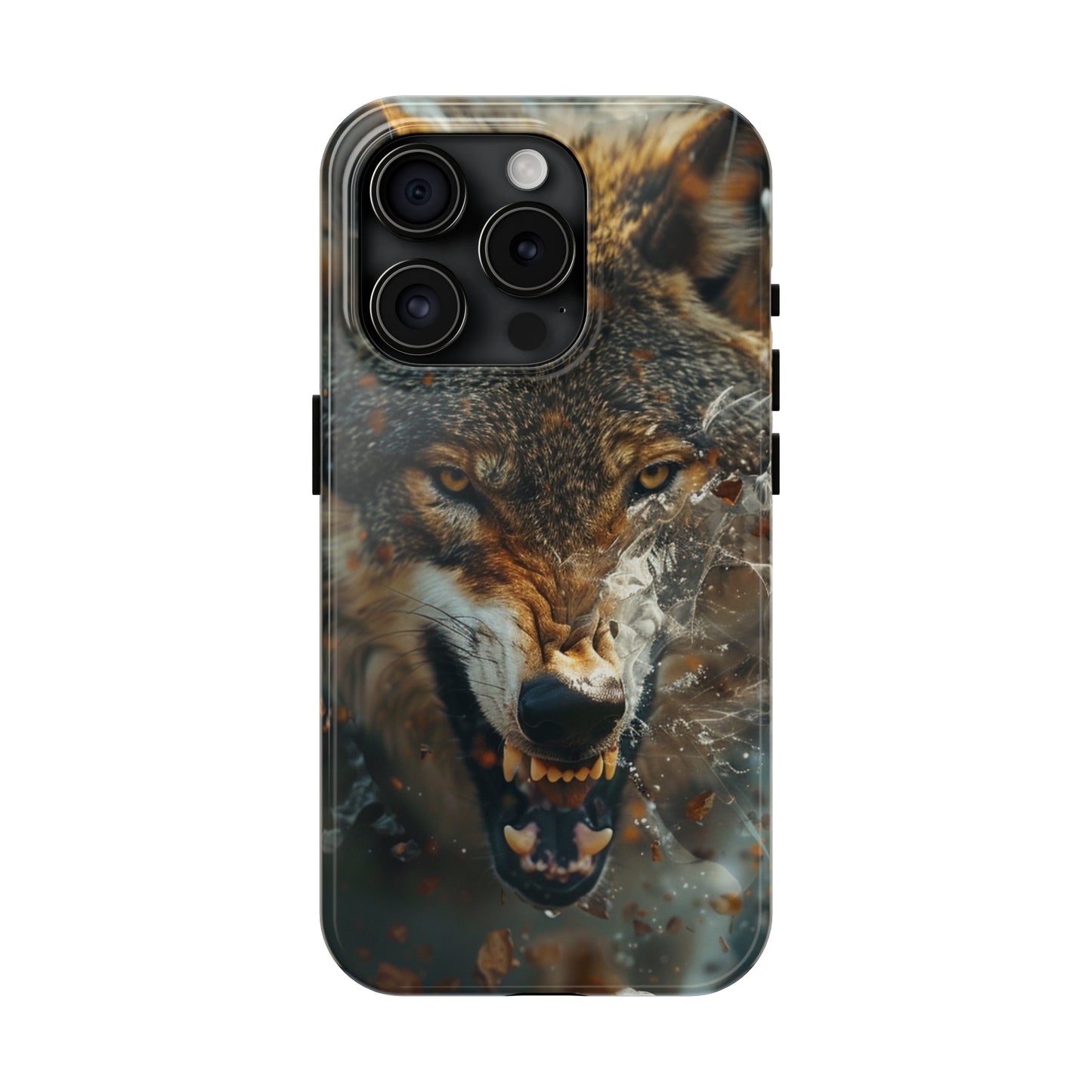 Wolf Ripping Through Phone Case for iPhone - Lightweight, Impact Resistant, Wireless Charging Compatible