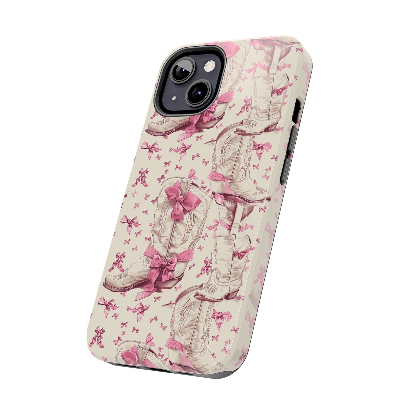 Bows and Boots Phone Case for iPhone - Lightweight, Impact Resistant, Wireless Charging Compatible