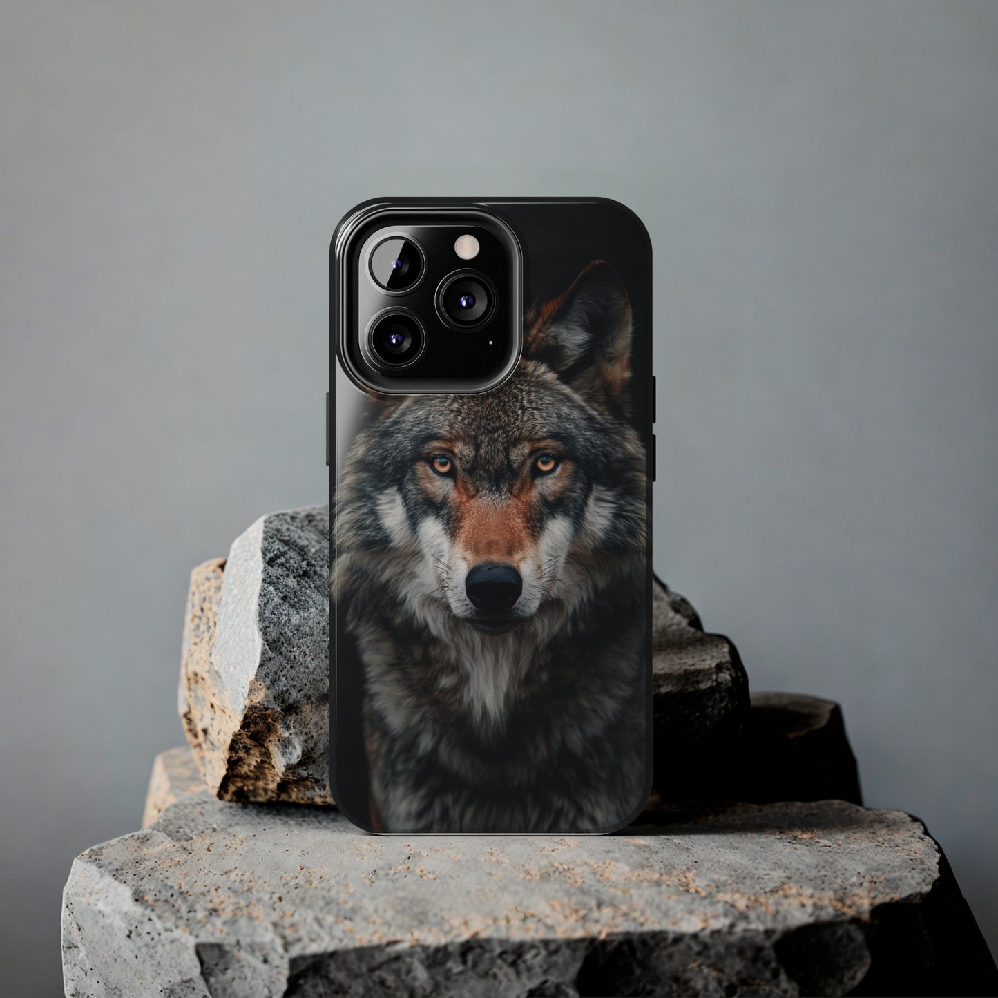 The Arte Povera Style Wolf Head 2 Phone Case for iPhone - Lightweight, Impact Resistant, Wireless Charging Compatible