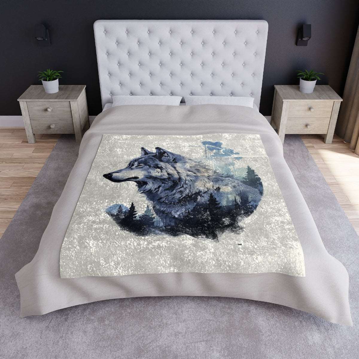 AIByAJ Logo Crushed Velvet Wolf Blanket