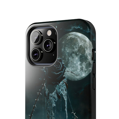 Gothic Skull and Black Rose Phone Case for iPhone - Lightweight, Impact Resistant, Wireless Charging Compatible