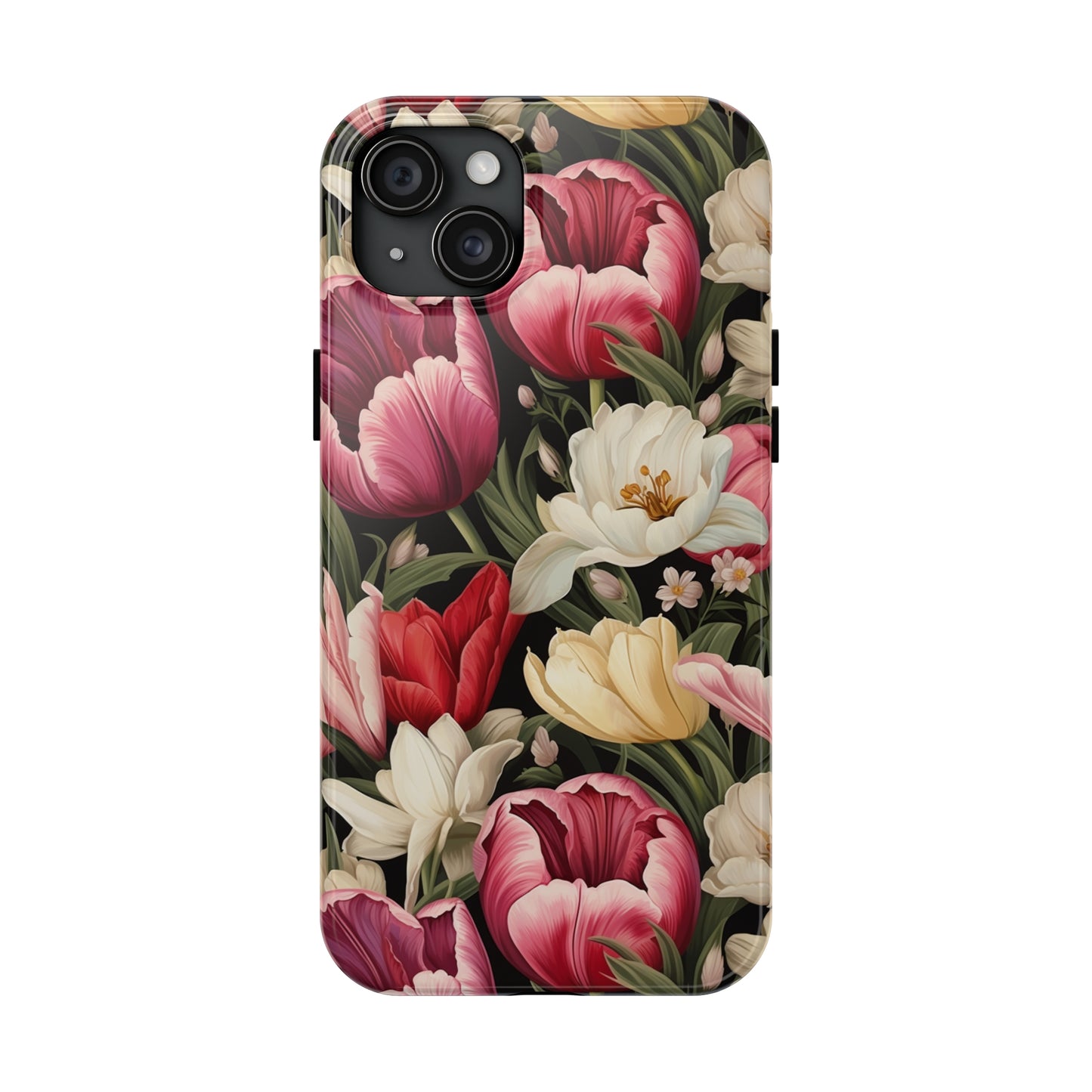 AI Tulip Pattern Phone Case for iPhone - Lightweight, Impact Resistant, Wireless Charging Compatible-AI phone case-AI By AJ