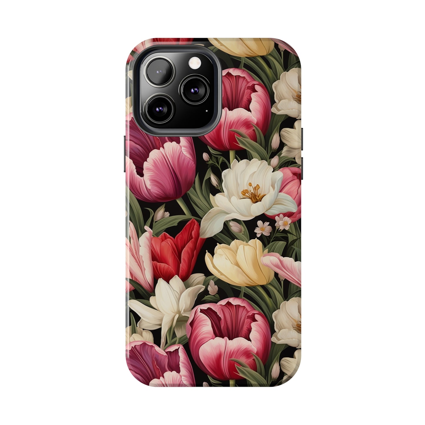 AI Tulip Pattern Phone Case for iPhone - Lightweight, Impact Resistant, Wireless Charging Compatible-AI phone case-AI By AJ