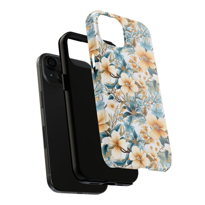 AI Magnolias Floral Pattern Phone Case for iPhone - Lightweight, Impact Resistant, Wireless Charging Compatible