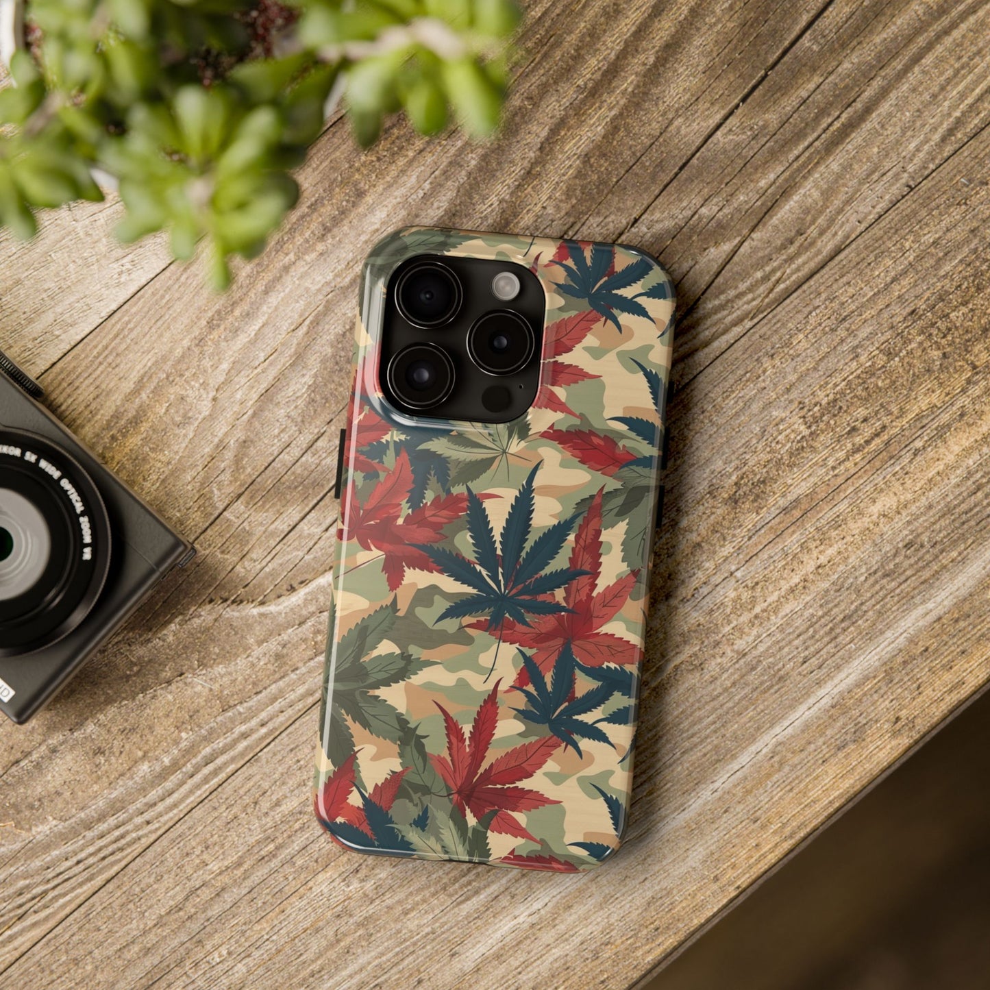 Cannabis Camo Phone Case for iPhone - Lightweight, Impact Resistant, Wireless Charging Compatible