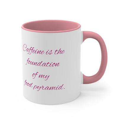 Funny Coffee Mug, 11oz - Caffeine is the foundation of my food pyramid!